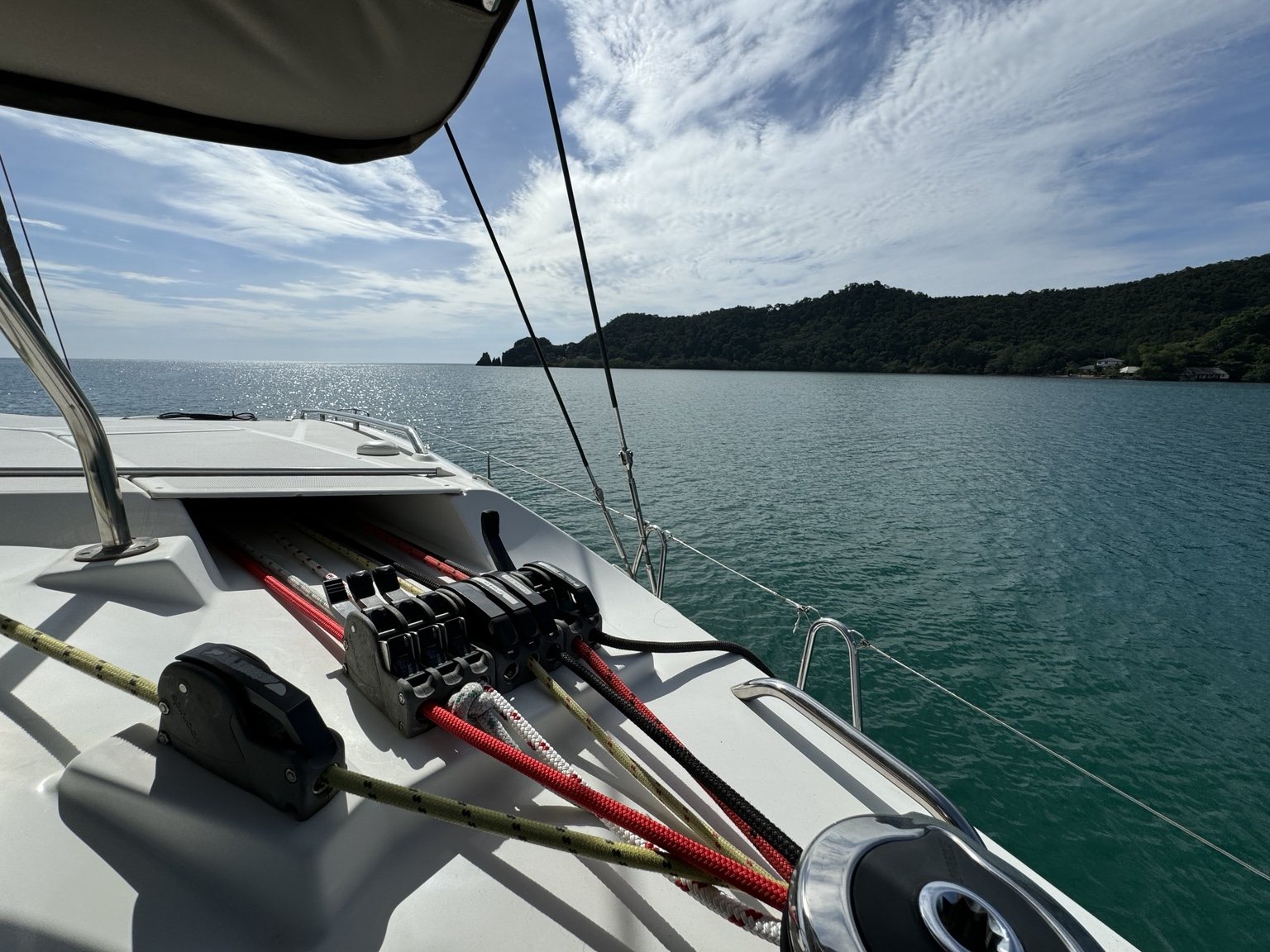 Sailing detail on a catamaran